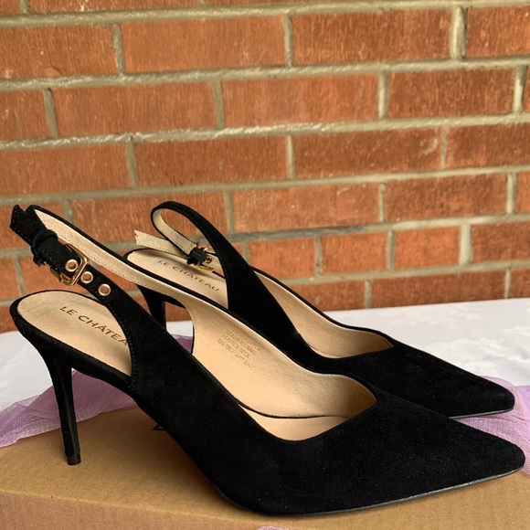 NIB 🌹Suede Pointy Slingback Heel Pumps - Picture 2 of 6